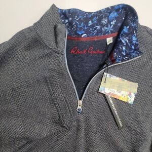 NWT Robert Graham Mens 2XL Amherst Navy Quarter Zip Pullover Textured Knit
